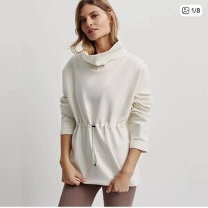 VARLEY Barton Cowl Neck Sweatshirt Ivory Size Medium